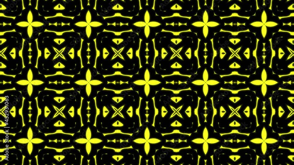 Poster abstract yellow geometric seamless pattern background. abstract stripes kaleidoscope loop. fast psyc