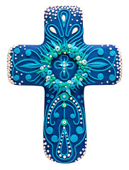 gothic cross, blue, blue colors, catholic, plasticine, modeling