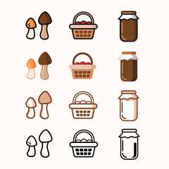 autumn icon set vector with different style