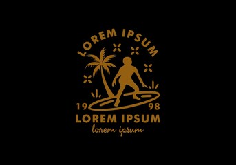 Surfing logo line art with lorem ipsum text
