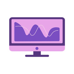 Minimalist Monitor With Diagram - Amazing vector illustration of a computers monitor with graphic suitable for design assets, decoration, clip art, animation, apps, website and illustration in general