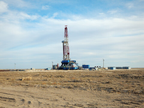 Drilling Rig in the steppe.