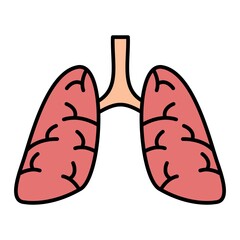 Vector Lungs Filled Outline Icon Design