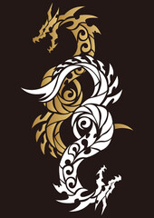 トライバルドラゴン。
ステッカー、刺繍、プリント用の素材。