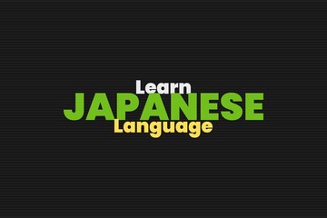 Learn Japanese Language vector typography design. Educational concept 