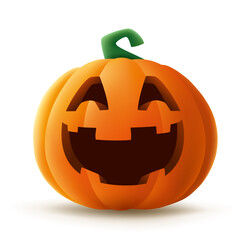Jack O Lantern. Halloween pumpkin with funny face expression. Isolated.