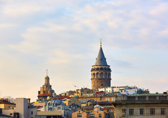 Fototapeta na wymiar Istanbul at sunset - Galata district, Turkey