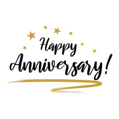 Happy anniversary handwritten lettering vector illustration