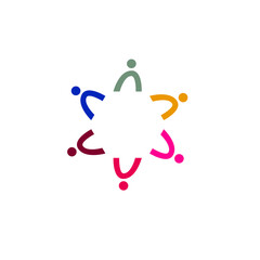 Colorful Creative People Circle, Coworkers, People Union, People Together Sign, Symbol, Logo isolated on White