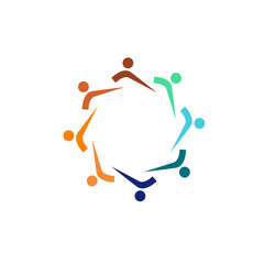 Colorful People Together Sign, Symbol, Logo isolated on White VECTOR