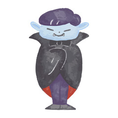 手描き風　ハロウィン　七三分けの吸血鬼のイラスト