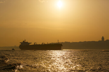 Obraz premium Logistics and transportation of International Container Cargo ship. Freight Transportation, Shipping.