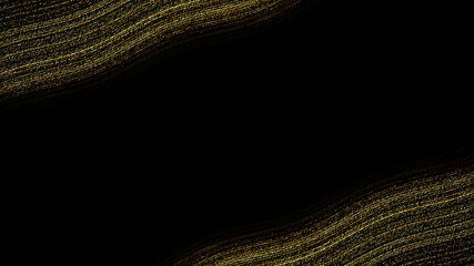 金粉風の曲線　質感のある和風背景素材（黒背景）