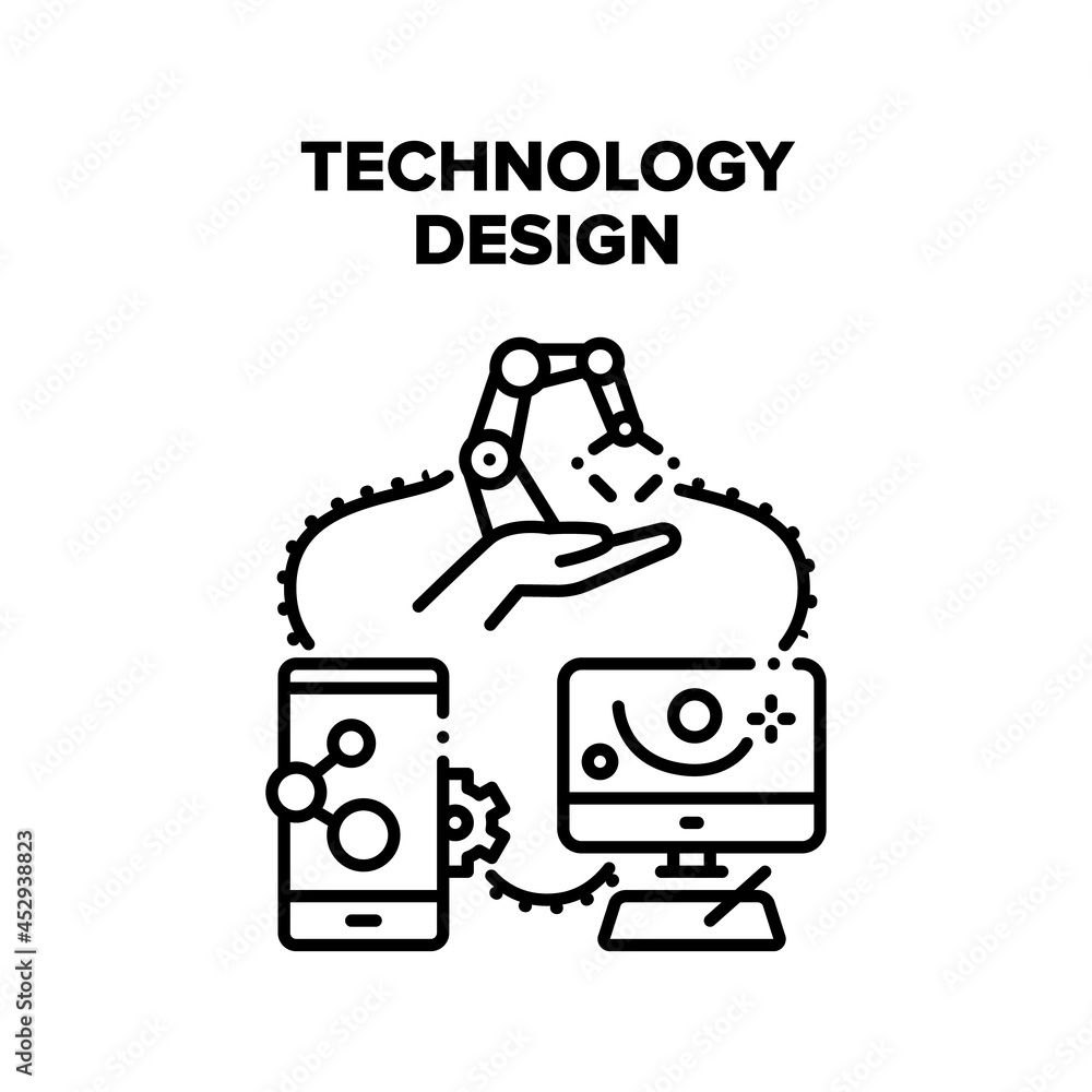 Aufkleber technology design vector icon concept. technology design and creation, developing and programming ro