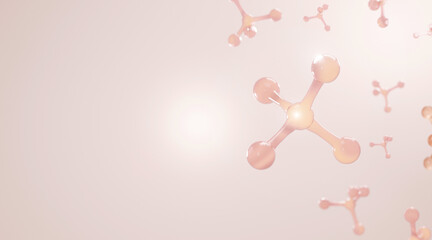molecule background, concept skin care cosmetics solution. 3d rendering.	
