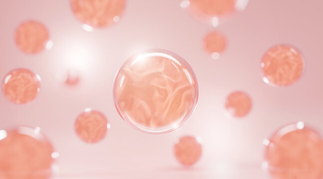 3D Collagen Skin Serum and Vitamin illustration isolated on orange background. concept skin care cosmetics solution. 3d rendering.	
