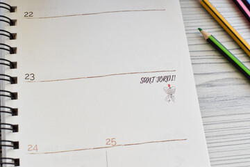 23th April Sant Jordi's day on a schedule