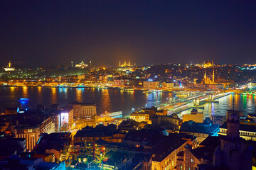 Fototapeta na wymiar Night lights of Istanbul