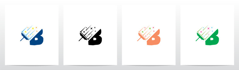 Glass Scraper Cleaning Letter Logo Design B