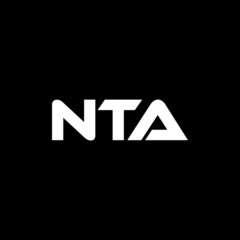 NTA letter logo design with black background in illustrator, vector logo modern alphabet font overlap style. calligraphy designs for logo, Poster, Invitation, etc.