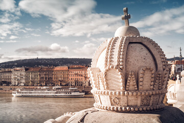 King Stephen's crown on Margaret Bridge. Budapest, Hungary