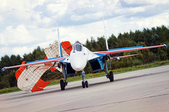 Modern jet on the runway