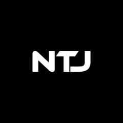 NTJ letter logo design with black background in illustrator, vector logo modern alphabet font overlap style. calligraphy designs for logo, Poster, Invitation, etc.