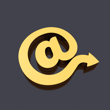 3D rendering. Stylized email icon on a dark background. Internet resources. 3D illustration.