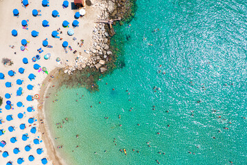 Overhead view of famous Konnos Bay Beach in Ayia Napa. Famagusta District, Cyprus