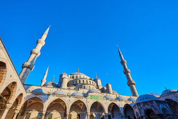 Fototapeta na wymiar The Blue Mosque also called Sultan Ahmed Mosque or Sultan Ahmet Mosque in Istanbul, Turkey