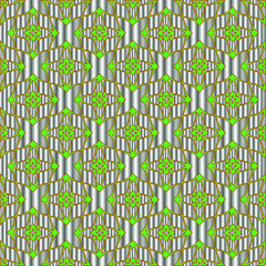 metal pattern on a green background.  pattern for fabric, wallpaper, packaging. Decorative print.