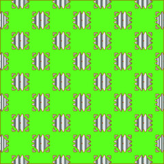 metal pattern on a green background.  pattern for fabric, wallpaper, packaging. Decorative print.