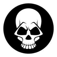 Black and white human skull icon. Symbol or emblem for logo or tattoo.