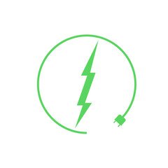 Electric car charging icon, graphic design template, lightning bolt. Parking with electric charge sign, vector illustration.