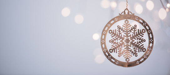 Seasonal Card, Backgrounds for Christmas 2022. Vintage decorations, a golden snowflake