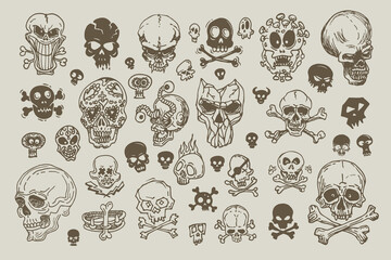 Pirate skull emblem illustration with crossed bones