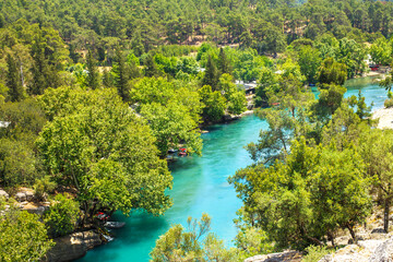 Fototapeta na wymiar Koprucay river gorge in Koprulu national Park in Turkey in Antalya, Manavgat.