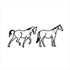 horse sketch vector design running and silent