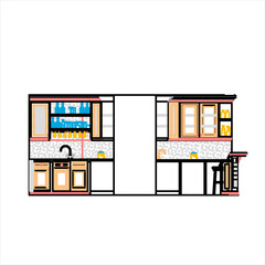 Vector design sketch of a bar or cafe