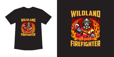 Fire Fighter t-shirt design template