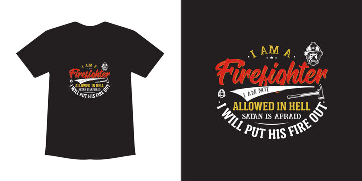 Fire Fighter t-shirt design template