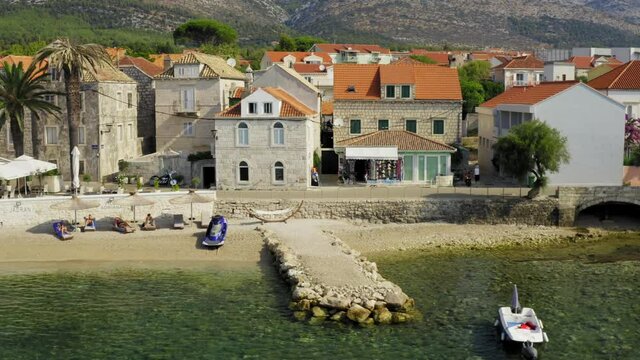 Aerial view of Orebic town on Peljesac, Croatia