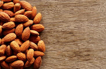 almonds nut on wood table