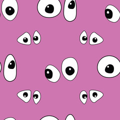 Google eyes in pastel purple pink seamless vector repeat