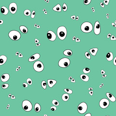 Google eyes in pastel mint green seamless vector repeat