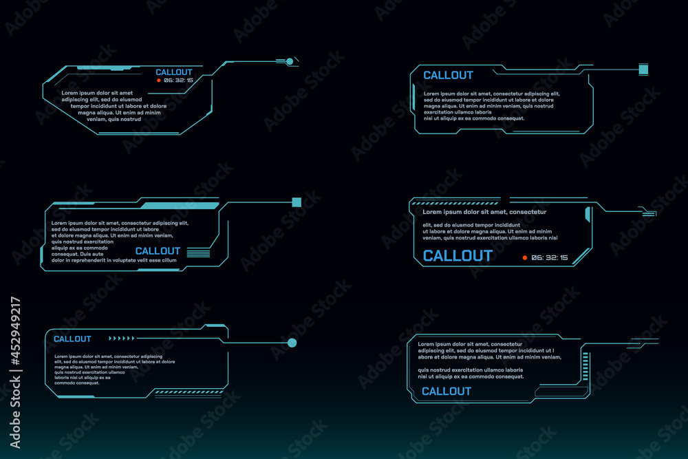 Leinwandbilder callouts hud futuristic element template for infographic content vector. green sci fi abstract digit