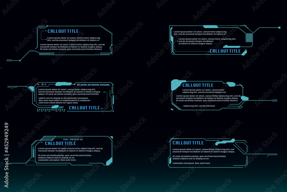 Poster Callout Digital Futuristic Information UI Template Vector Set.