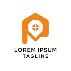 Initial P Point Home Logo Design Vector 