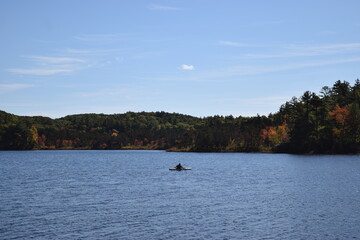 Fototapeta na wymiar kayak fishing on lake