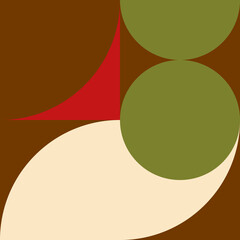 Modern vector abstract  geometric seamless pattern with circles, rectangles and squares  in retro scandinavian style. Pastel colored simple shapes graphic pattern. Abstract mosaic artwork.